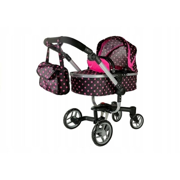 Alice Schwarz-Rosa Puppenwagen mit Sternen, Aluminiumstruktur
