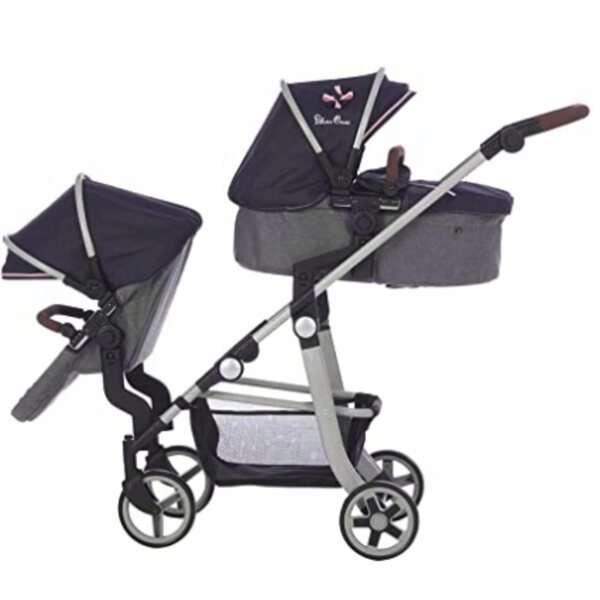 Alice Schwarz-Rosa Puppenwagen mit Sternen, Aluminiumstruktur