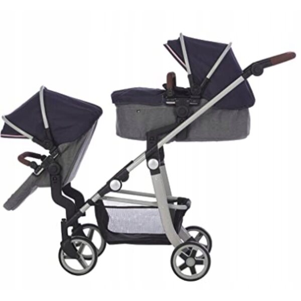 Alice Schwarz-Rosa Puppenwagen mit Sternen, Aluminiumstruktur