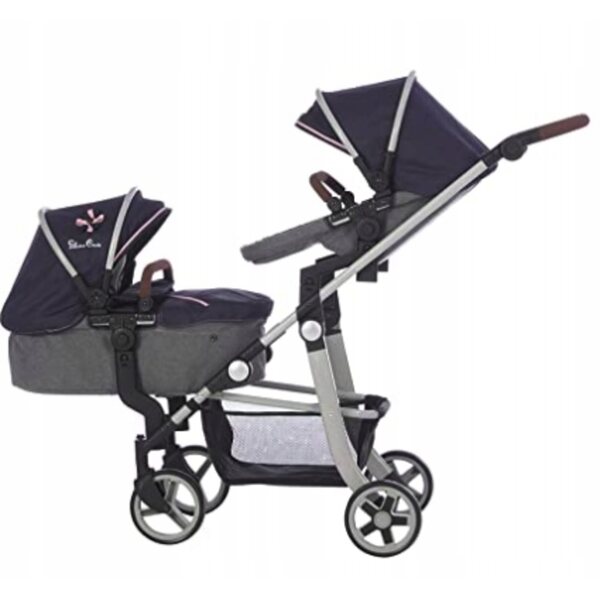 Alice Schwarz-Rosa Puppenwagen mit Sternen, Aluminiumstruktur