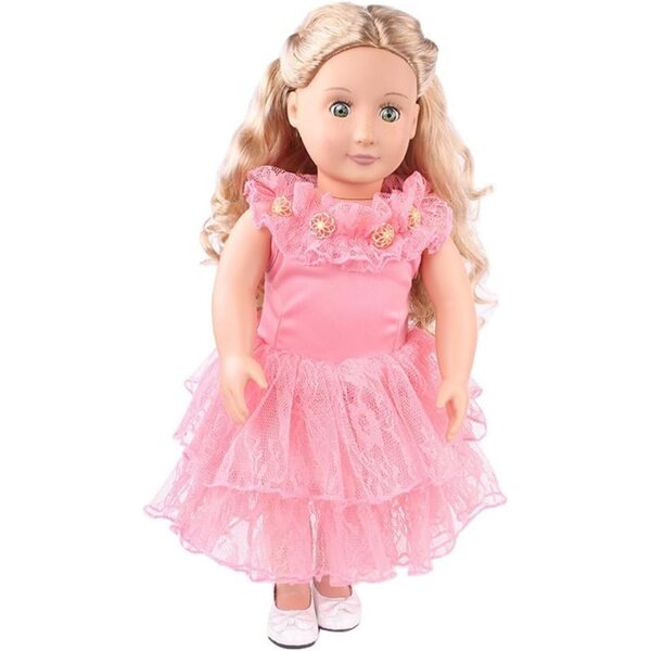 Abito in Pizzo Rosa 46 cm per Bambole Americane - Elegante Accessorio Casual