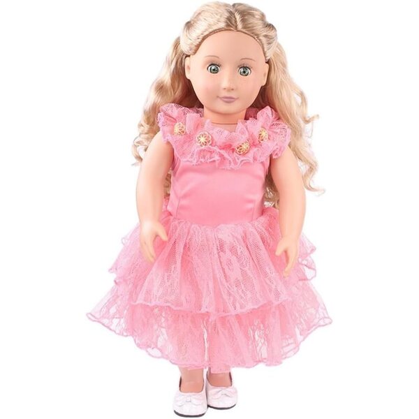Abito in Pizzo Rosa 46 cm per Bambole Americane - Elegante Accessorio Casual