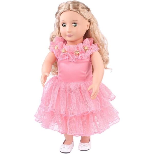Abito in Pizzo Rosa 46 cm per Bambole Americane - Elegante Accessorio Casual