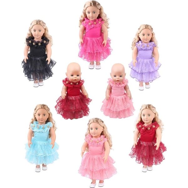 Abito in Pizzo Rosa 46 cm per Bambole Americane - Elegante Accessorio Casual