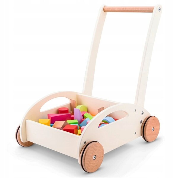 Passeggino in legno New Classic Toys con blocchi per bambini 1+