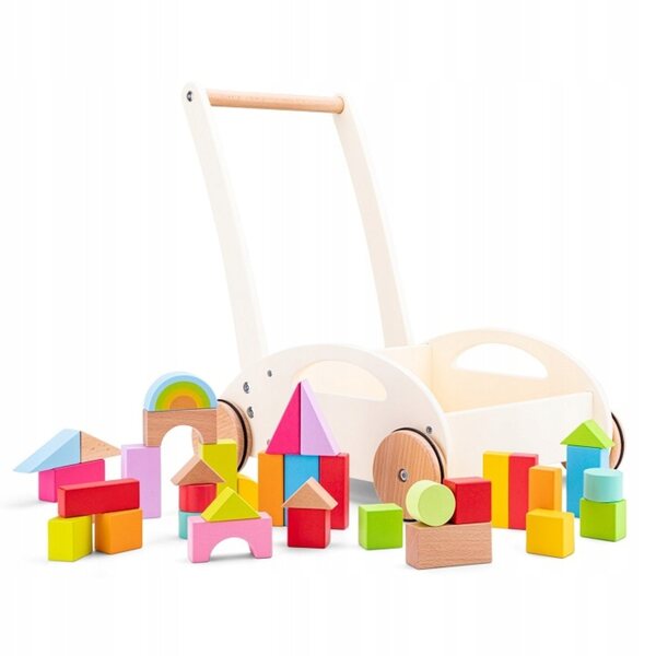Passeggino in legno New Classic Toys con blocchi per bambini 1+