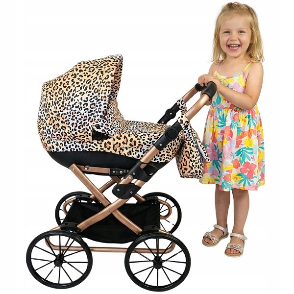 Retro-Puppenwagen mit Metallgestell, Gondel und Tasche inklusive