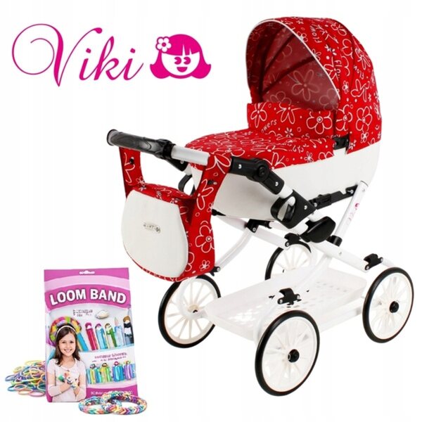 Adbor VIKI faltbarer Puppenwagen, intensive Farbe VI-03, mit gratis Tasche