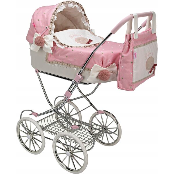 Munecas Arias 40820 faltbarer Retro-Puppenwagen mit Tasche und Dekorationen