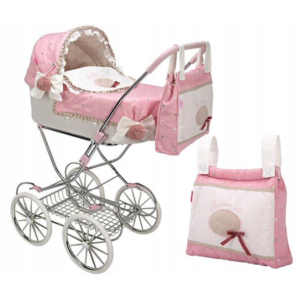 Munecas Arias 40820 faltbarer Retro-Puppenwagen mit Tasche und Dekorationen