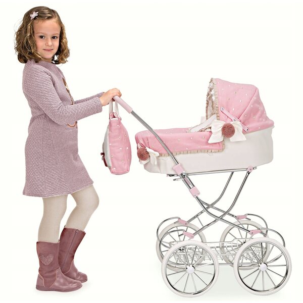 Munecas Arias 40820 faltbarer Retro-Puppenwagen mit Tasche und Dekorationen