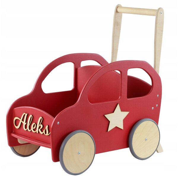 Holzschiebewagen mit anpassbarem Anhänger und verstellbarem Griff