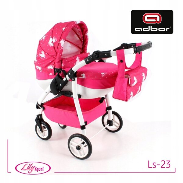 Adbor LILY SPORT LS-23 Puppenwagen mit Bettwäscheset inklusive
