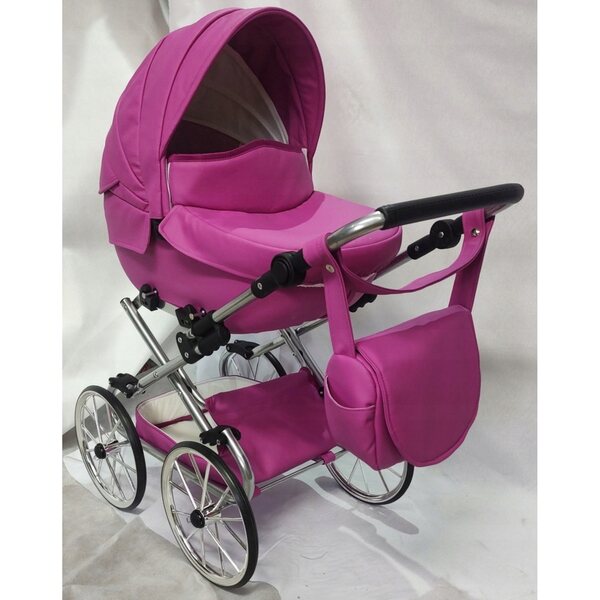 Poussette de poupée de style rétro profond avec structure réglable et accessoires