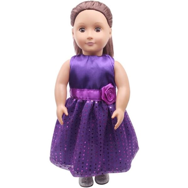 Abito in Pizzo Viola per Bambole Americane 46 cm, Casual e Facile da Indossare