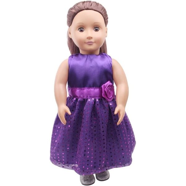 Abito in Pizzo Viola per Bambole Americane 46 cm, Casual e Facile da Indossare