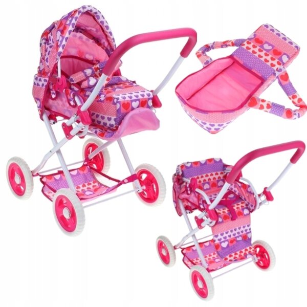 Pegaz 3-in-1-Puppenwagen mit Metallgestell und leisen Rädern