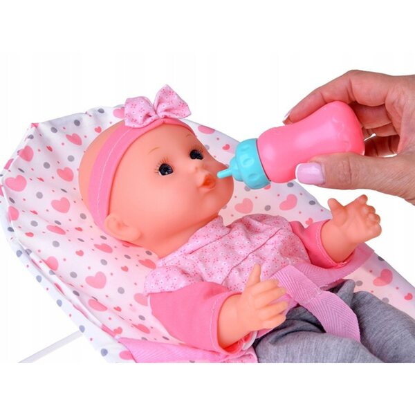 Komplettes 3-in-1-Set für Puppen mit Kinderwagen, Kinderbett und Schaukelstuhl + Gratis-Puppe