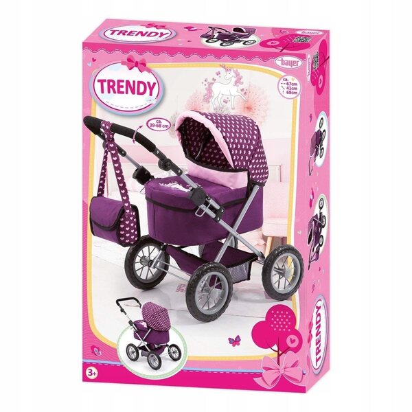Bayer Design Tiefer und trendiger Puppenwagen mit lilafarbenem Einhorn