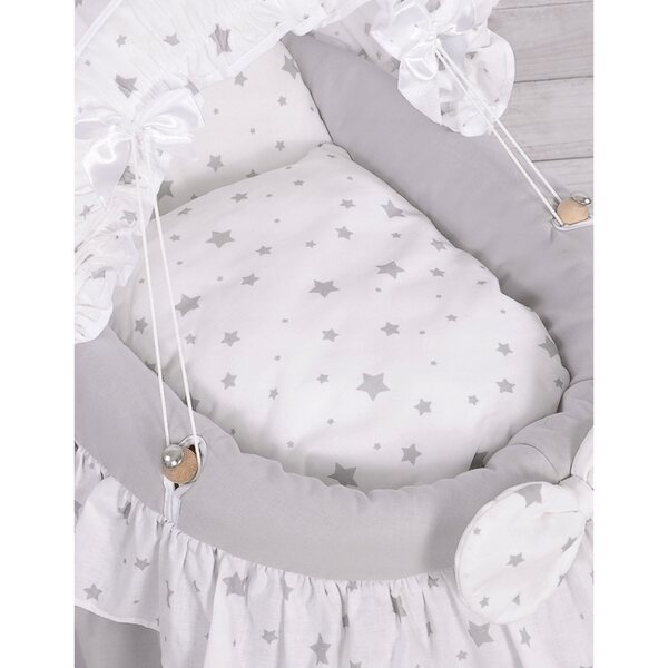 My Sweet Baby Laura tiefer Puppenwagen aus naturgrauem Korbgeflecht