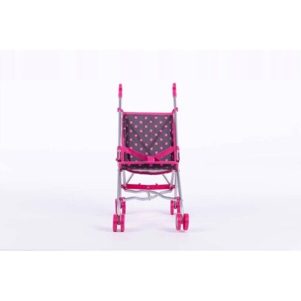 TO-MA Lily Zusammenklappbarer Puppenwagen in Schwarz und Rosa mit Punkten