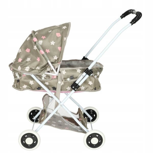 Ein tiefer Gondel-Puppenwagen mit Tasche und verstellbarem Ikonka-Griff