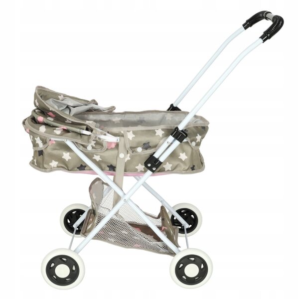 Ein tiefer Gondel-Puppenwagen mit Tasche und verstellbarem Ikonka-Griff