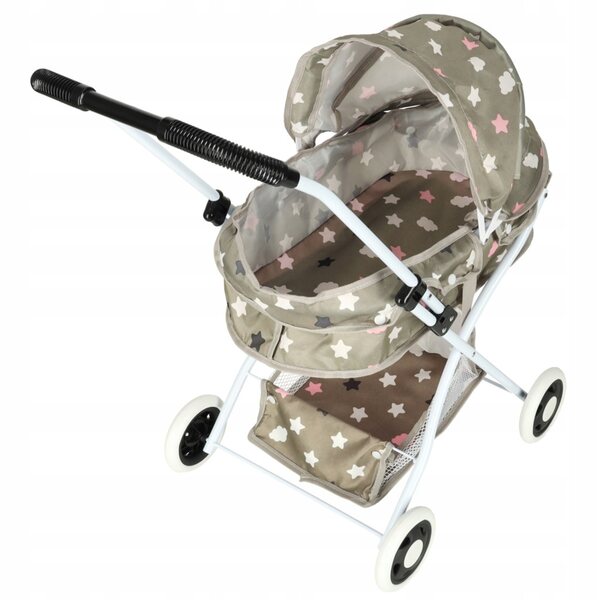 Ein tiefer Gondel-Puppenwagen mit Tasche und verstellbarem Ikonka-Griff