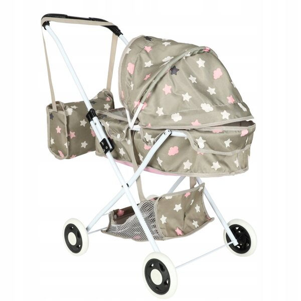 Ein tiefer Gondel-Puppenwagen mit Tasche und verstellbarem Ikonka-Griff