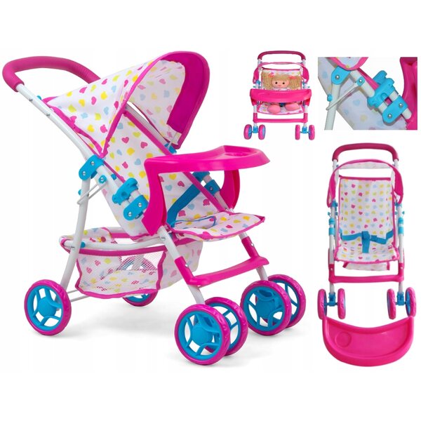 Milly Mally KATE Candy Puppenwagen mit Zubehör und faltbarem Verdeck