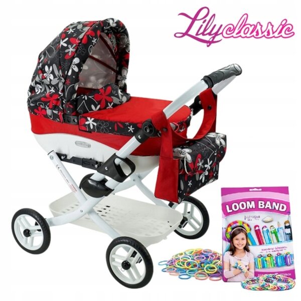 Adbor LILY LC-18 tiefer Puppenwagen mit kostenloser Tasche und Korb