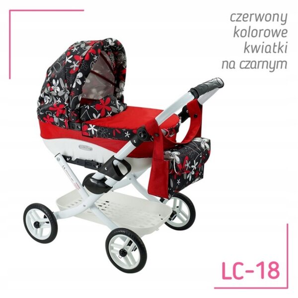 Adbor LILY LC-18 tiefer Puppenwagen mit kostenloser Tasche und Korb
