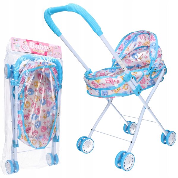 Tiefweißer Puppenwagen mit Tierverdeck, 53 cm