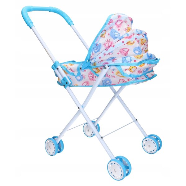 Tiefweißer Puppenwagen mit Tierverdeck, 53 cm