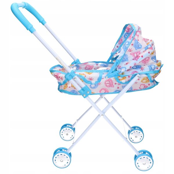 Tiefweißer Puppenwagen mit Tierverdeck, 53 cm