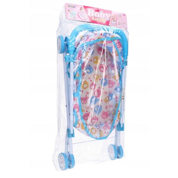 Tiefweißer Puppenwagen mit Tierverdeck, 53 cm