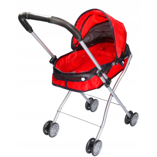 Weißer Puppenwagen mit Metallgestell und Doppelrädern, Höhe 50 cm