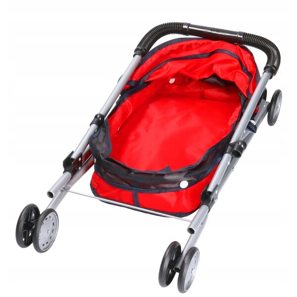 Weißer Puppenwagen mit Metallgestell und Doppelrädern, Höhe 50 cm
