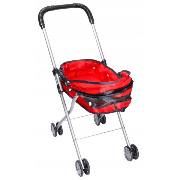 Weißer Puppenwagen mit Metallgestell und Doppelrädern, Höhe 50 cm