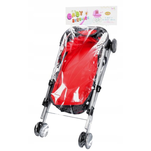 Weißer Puppenwagen mit Metallgestell und Doppelrädern, Höhe 50 cm