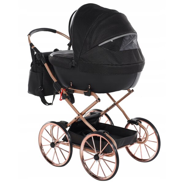 TAKO Junama SWEET Mini-Puppenwagen mit großen Rädern, Schwarz und Kupfer