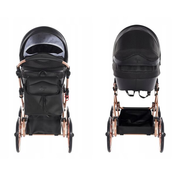 TAKO Junama SWEET Mini-Puppenwagen mit großen Rädern, Schwarz und Kupfer