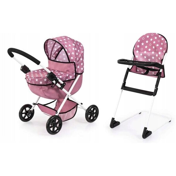 Bayer 2-in-1-Set: Rosa Kinderwagen und Puppensitz