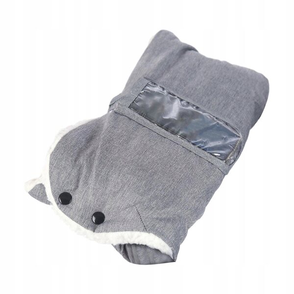 Rivestimento caldo in pile grigio per maniglione passeggino con tasca