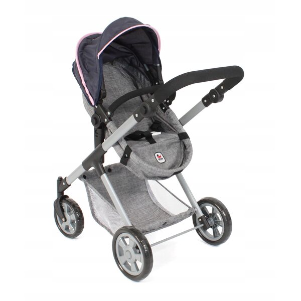 Bayer Chic 2000 Mila: Puppenwagen 2 in 1 Grau und Blau, verstellbarer Griff
