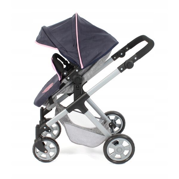 Bayer Chic 2000 Mila: Puppenwagen 2 in 1 Grau und Blau, verstellbarer Griff