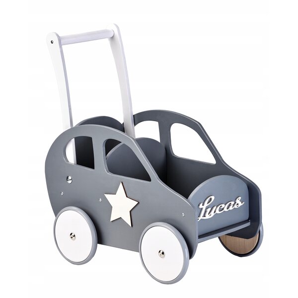 Holzwagen mit verstellbarem Griff und Namen, umweltfreundliches Geschenk