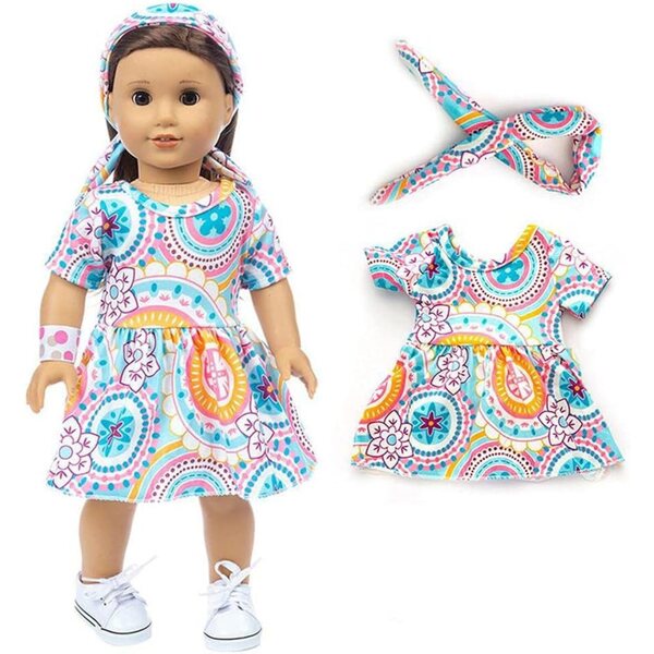 Lässiges Outfit für 46-cm-Puppe mit Haarband, anpassungsfähiges Uterui-Kleid
