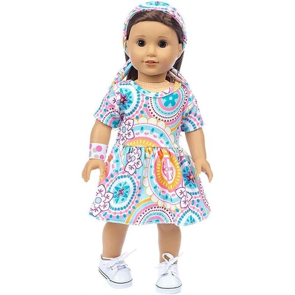 Lässiges Outfit für 46-cm-Puppe mit Haarband, anpassungsfähiges Uterui-Kleid