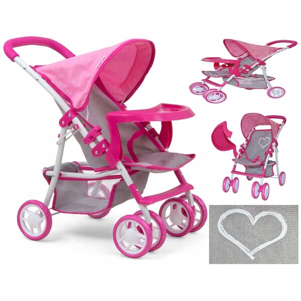 Milly Mally KATE Rosa Puppenwagen mit Zubehör und Sicherheit ab 3 Jahren